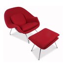 Womb Chair mit Ottomane in Rot