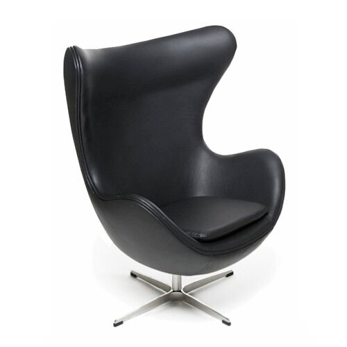 Arne Jacobsen Egg Chair mit schwarzem Leder