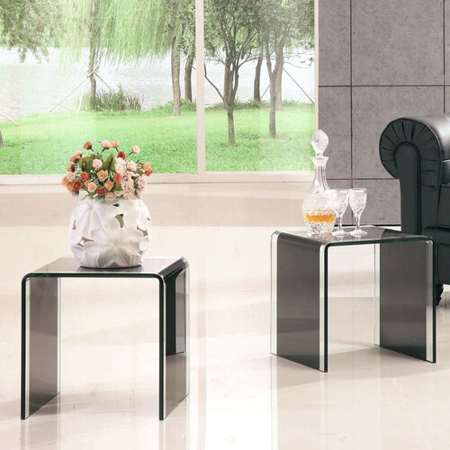 Two Glass Coffee Tables - Black-Clear Glass