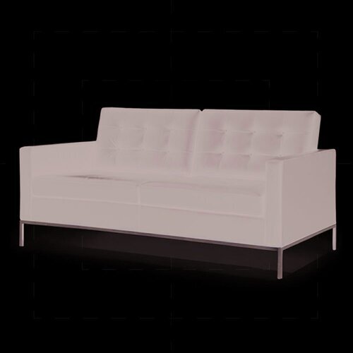 Florence Knoll Zweisitzer mit schwarzem Leder