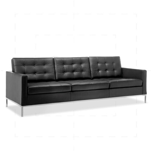 Florence Sofa Dreisitzer mit schwarzem Leder