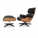 Eames Lounge Chair und Ottomane - Schwarz mit Eichenholz