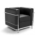 Le Corbusier LC2 Sessel mit schwarzem Leder
