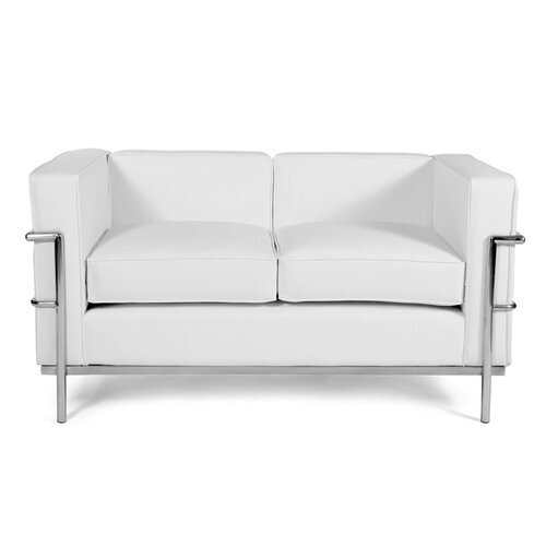 Le Corbusier LC2 Sofa Zweisitzer mit wei�em Leder