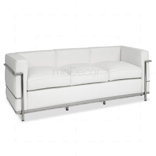 Le Corbusier LC2 Sofa Dreisitzer mit wei�em Leder