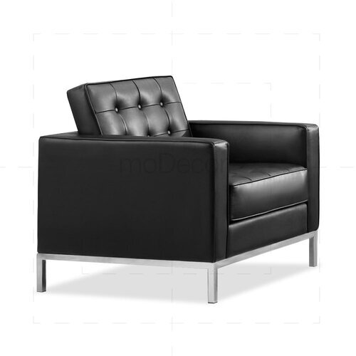 Florence Knoll Petite Sessel mit schwarzem Leder