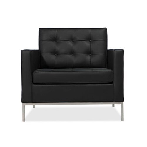Florence Knoll Petite Sessel mit schwarzem Leder