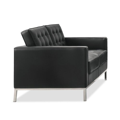 Florence Knoll Petite Zweisitzer mit schwarzem Leder