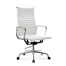 Hoher Eames Office Chair mit geripptem, wei�em Leder