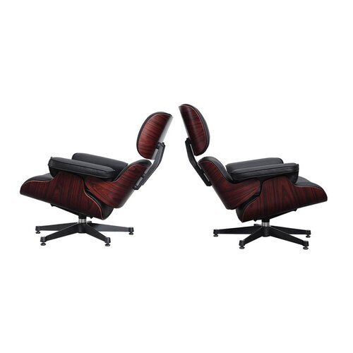 Eames Lounge Chair und Ottomane neue Ma�e - Schwarz mit Rosenholz