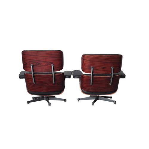 Eames Lounge Chair und Ottomane neue Ma�e - Schwarz mit Rosenholz