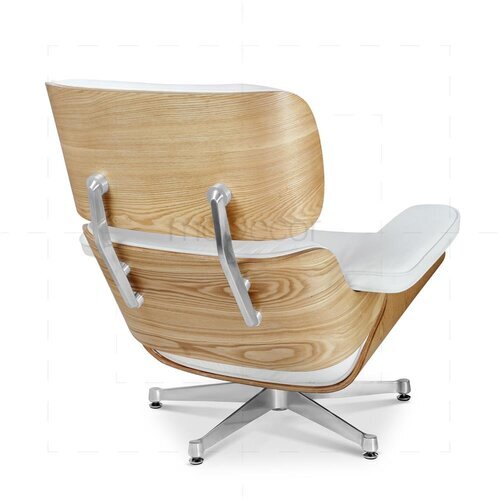 Eames Lounge Chair und Ottomane neue Ma�e - Wei� mit Eichenholz