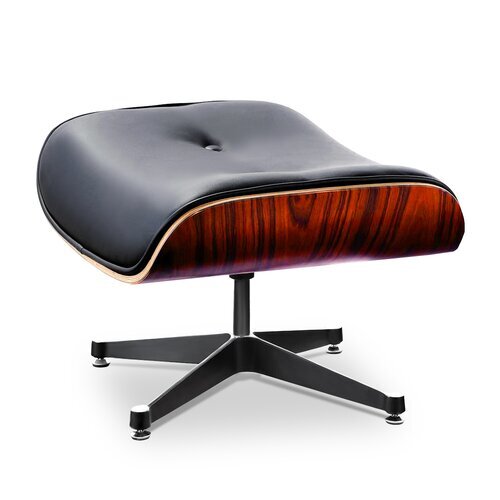 Eames Lounge Ottomane - Schwarz mit Kirschholz