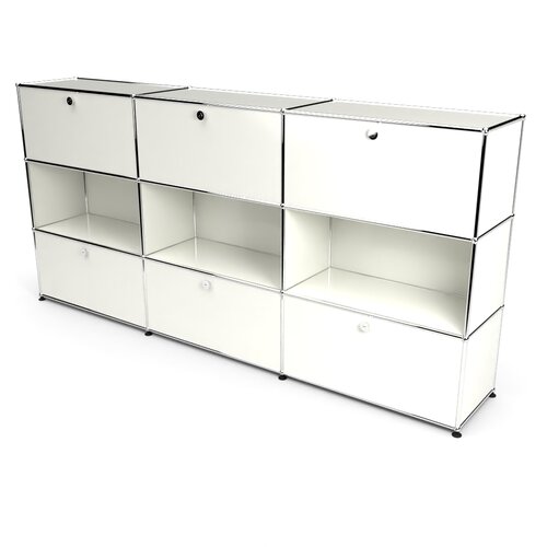Highboard 3x3 mit 3 Klapptren  und 3 Schubladen, Weiss