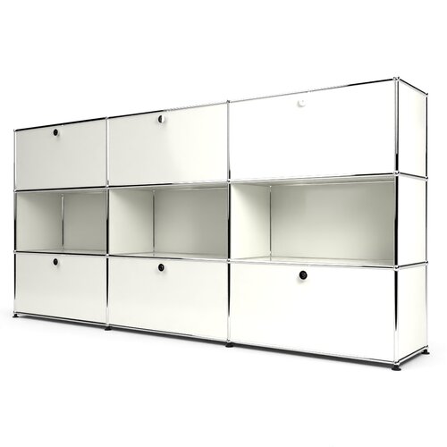 Highboard 3x3 mit 3 Klapptren  und 3 Schubladen, Weiss
