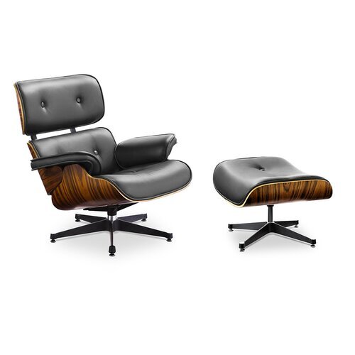 Eames Lounge Chair und Ottomane - Schwarz mit Palisander
