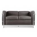 LC6 Sofa Zweisitzer mit Leder in Dunkelbraun