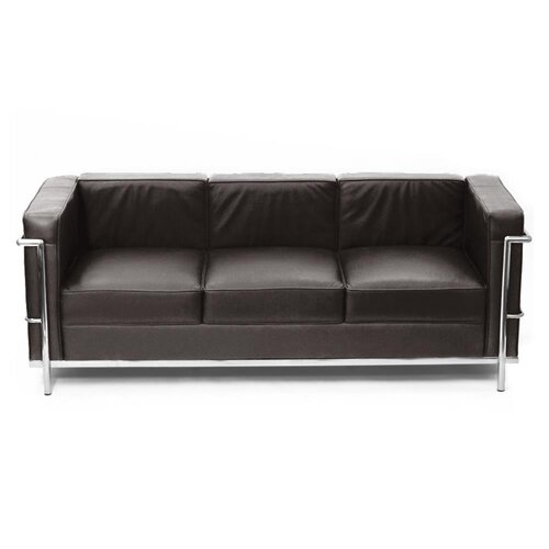 LC6 Sofa Dreisitzer mit dunkelbraunem Leder