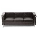 LC6 Sofa Dreisitzer mit dunkelbraunem Leder