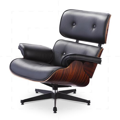 Eames Lounge Chair und Ottomane - Schwarz mit Rosenholz