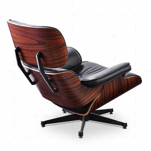 Eames Lounge Chair und Ottomane - Schwarz mit Rosenholz