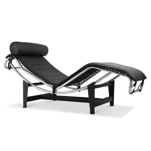 Chaiselongue Nr 4 mit schwarzem Leder