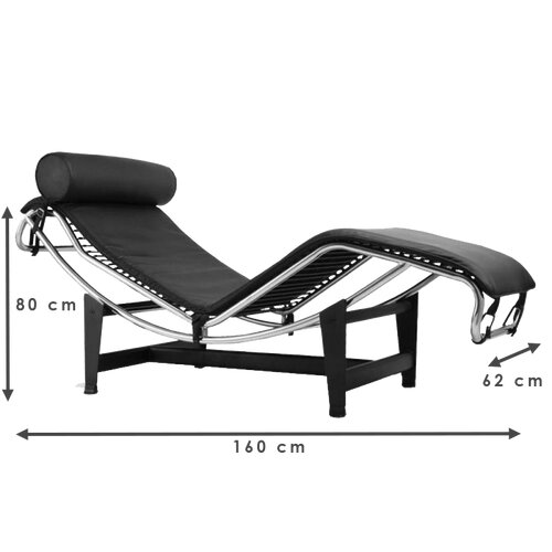 Chaiselongue Nr 4 mit schwarzem Leder