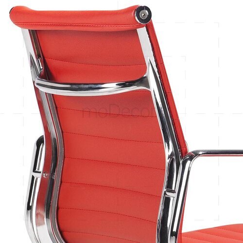 Halbhoher Eames Office Chair EA117 mit geripptem, rotem Leder
