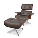 Eames Lounge Chair und Ottomane - Braun mit Palisander