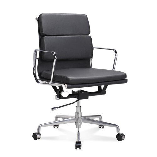 Halbhoher Eames Office Chair mit weichem Polster in Schwarz